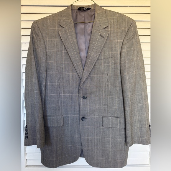 Designer!! Jos. A. Bank Gray Plaid Silk and Wool Men's Blazer 40R